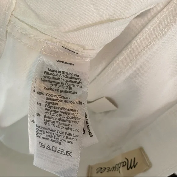 Madewell Stovepipe Jeans NWT Pure White High Rise Slim Fit Stretch Denim - Picture 13 of 14